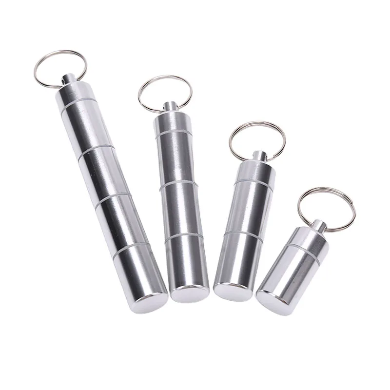 Detachable 1/2/3/4 Grids Medicine Storage Case Bottle Cache Drug Holder Container With Keychain Waterproof Aluminum Pill Box