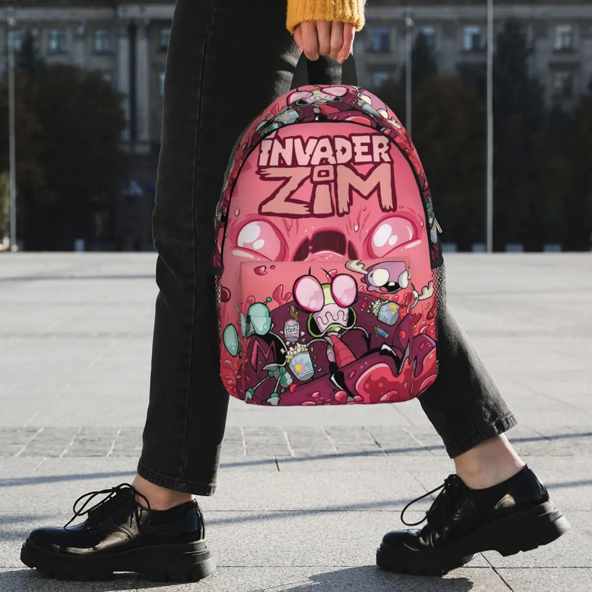 غزاة Zims أنيمي الكرتون الغريبة على ظهره طالب بنين بنات BookBag أطفال حقيبة مدرسية حقائب كتف الكمبيوتر للرجال والنساء