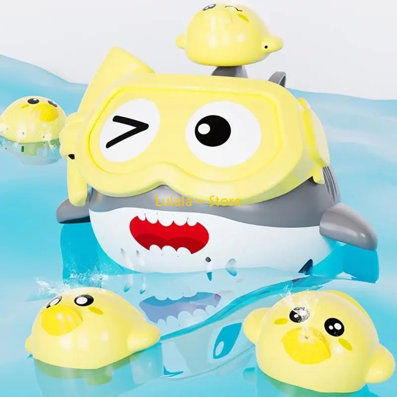 Y4qa Cartoon Shark Shower Toy Acqua Sprinkler per bagno per bambini per gioco elettrico galleggiante galleggiante in barca g g