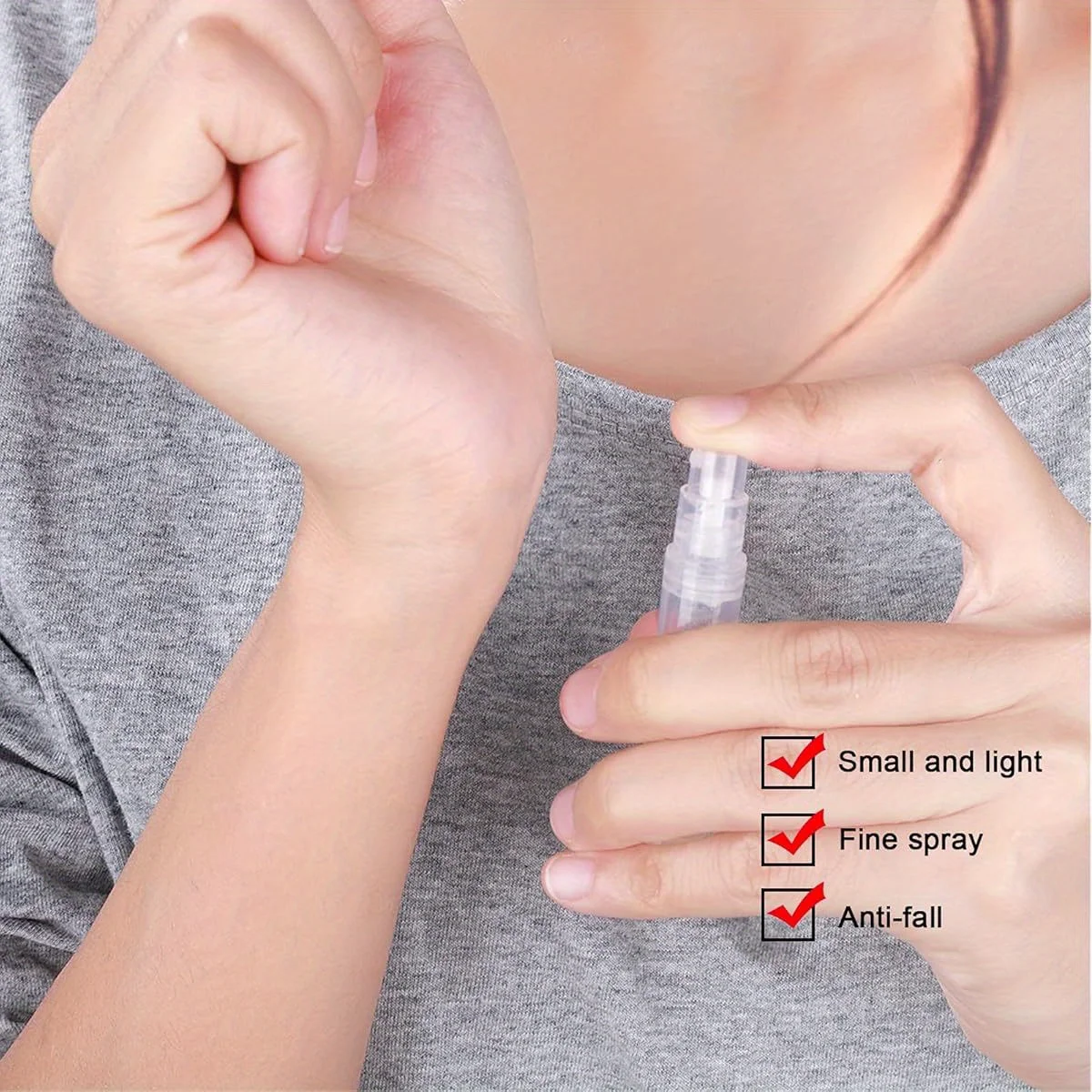 100 Stück 2ml Mini Klare Kunststoff-Sprühflaschen Leere Parfüm-Kosmetikflaschen Tragbarer Zerstäuber Feiner Nebel Flaschen für Ätherische Öle für Reisen – Detail 3
