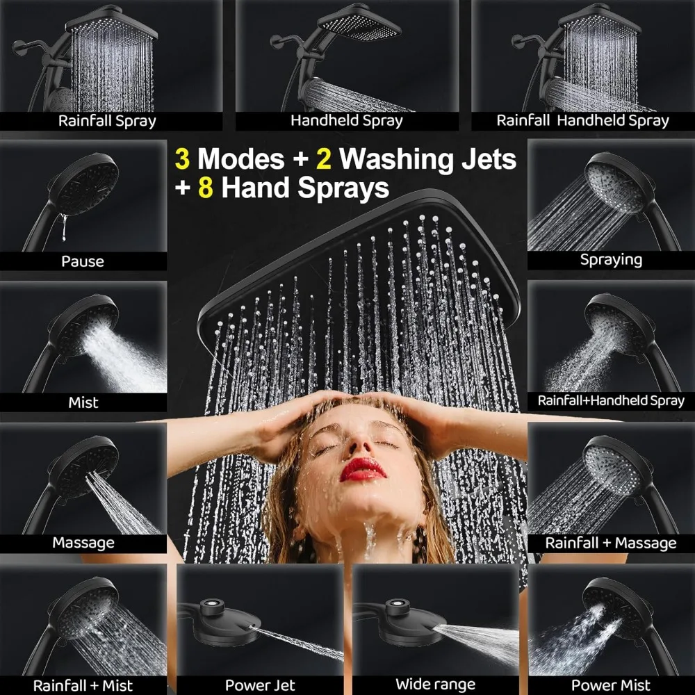 Regenduschkopf mit Handbrause und Hochdruck-Regenduschköpfen mit Handbrause-Kombination. Verstellbarer einteiliger Ständer daul sho