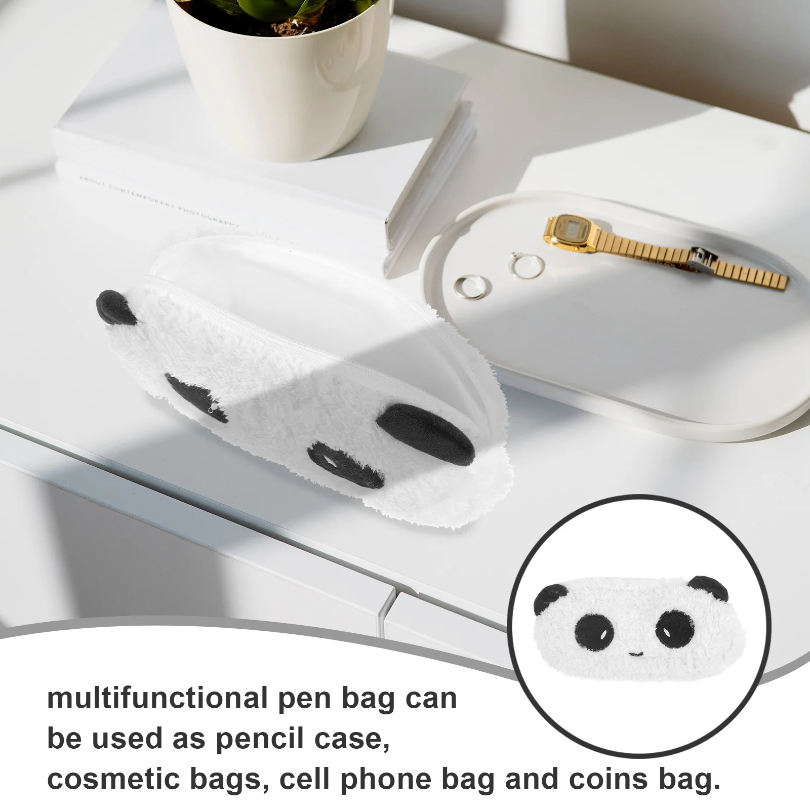 

Panda Design Pencil Case Cartoon Zipper Closure Stationery Pouch Multifunctional Storage Bag School Supplies Student Pencil Bags