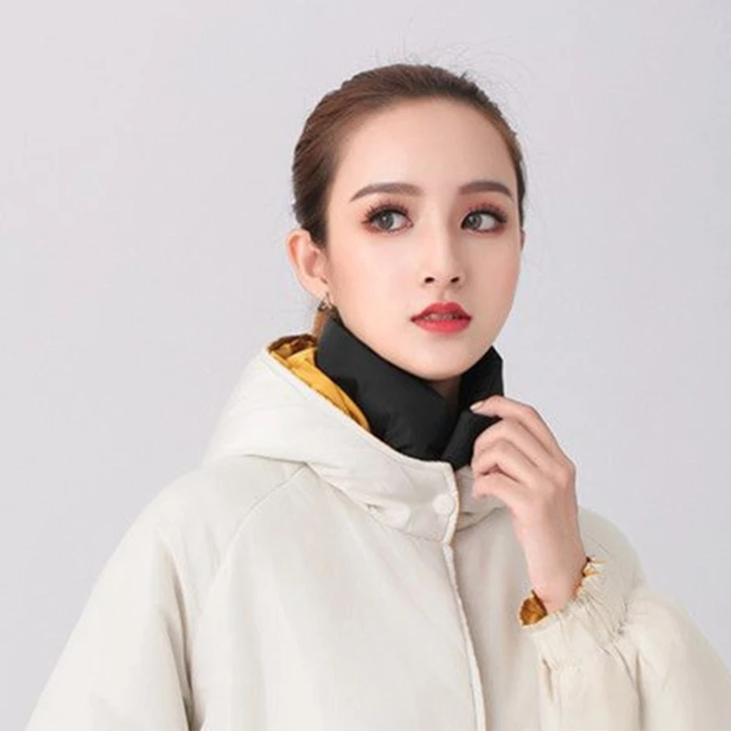 Women Winter Quilted Faux Collar Solid Color Padded Windbreaker False Collar Shawl Scarf Wrap Detachable Neck Warmer Collar