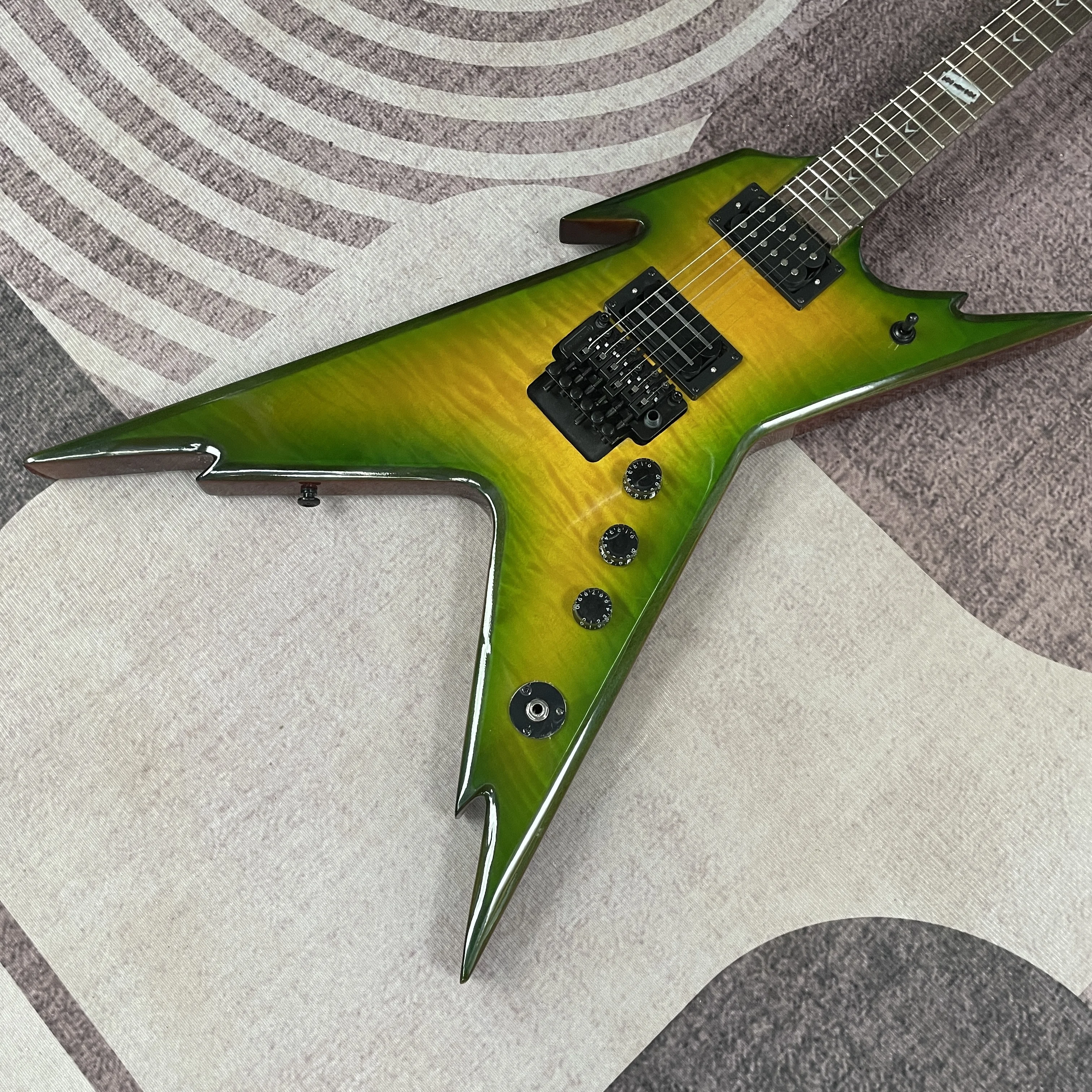 Electric Guitar with Yellow and Green Gradient Color at the Corners, 22-Fret Rosewood Fingerboard Guitars, Electric Guitarra Wit