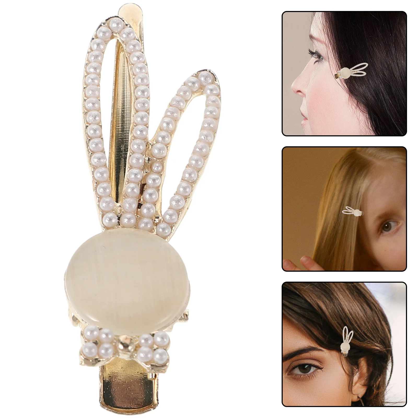 

Cute Bunny Hair Clips Faux Pearls Rabbit Ear Hairpin Girls Easter Spring Accessories Barrettes for Bangs Side Hair