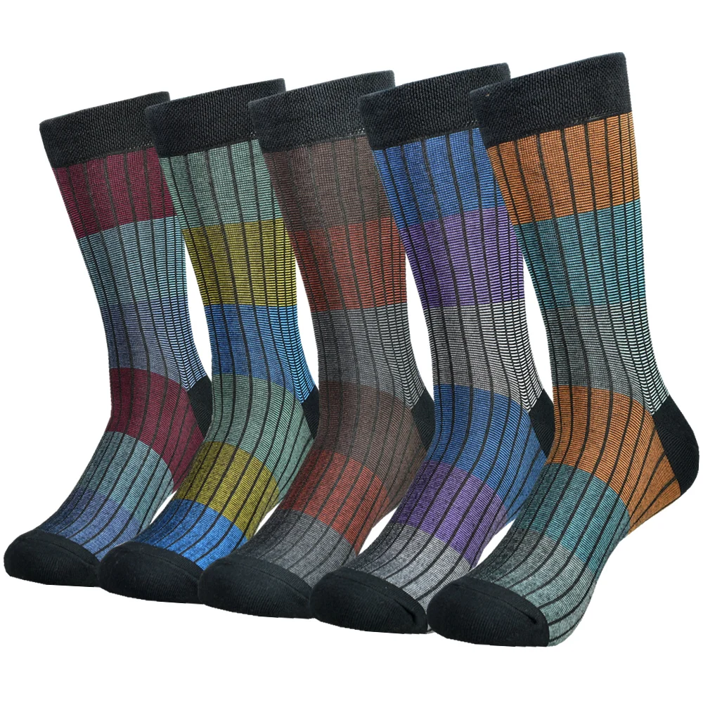 5Pairs Men's Colored Cotton Socks, Casual and Happy Dress Socks, Fashionable socks, Suitable for all seasons