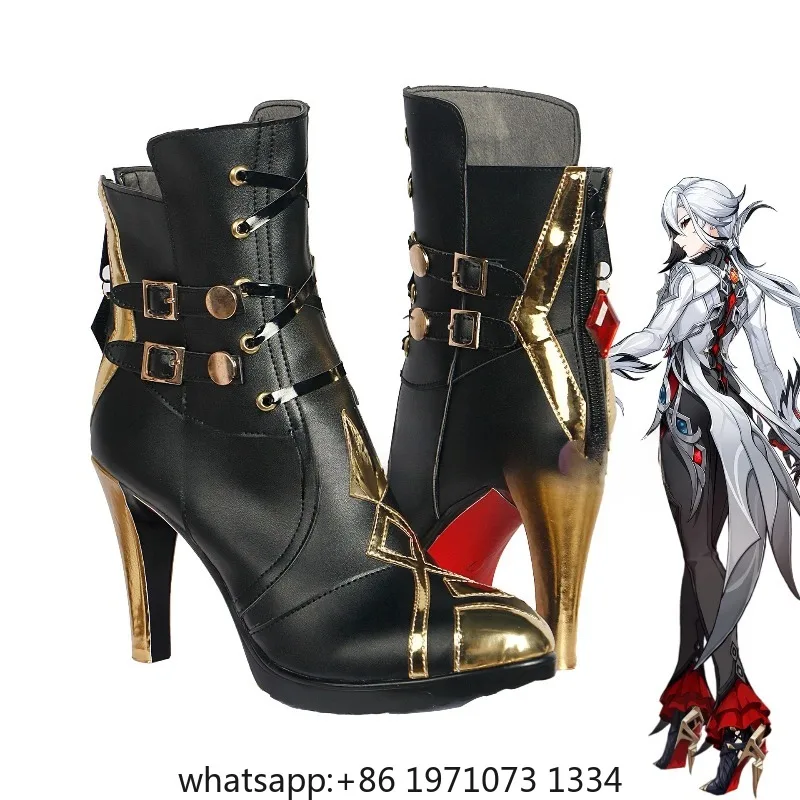 Genshin Impact Arlecchino Cosplay Shoes Anime Chinese Style Halloween for men Game