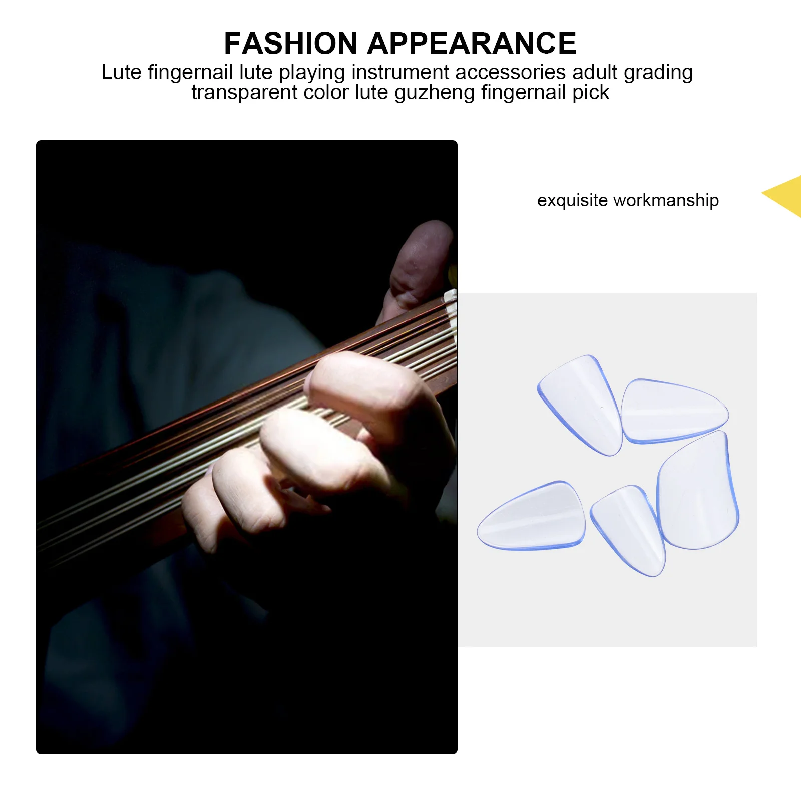 

5pcs Pipa Nails Sky-Blue Premium Pc Material Smooth Portable Fake Nails For String Instrument Players Guzheng