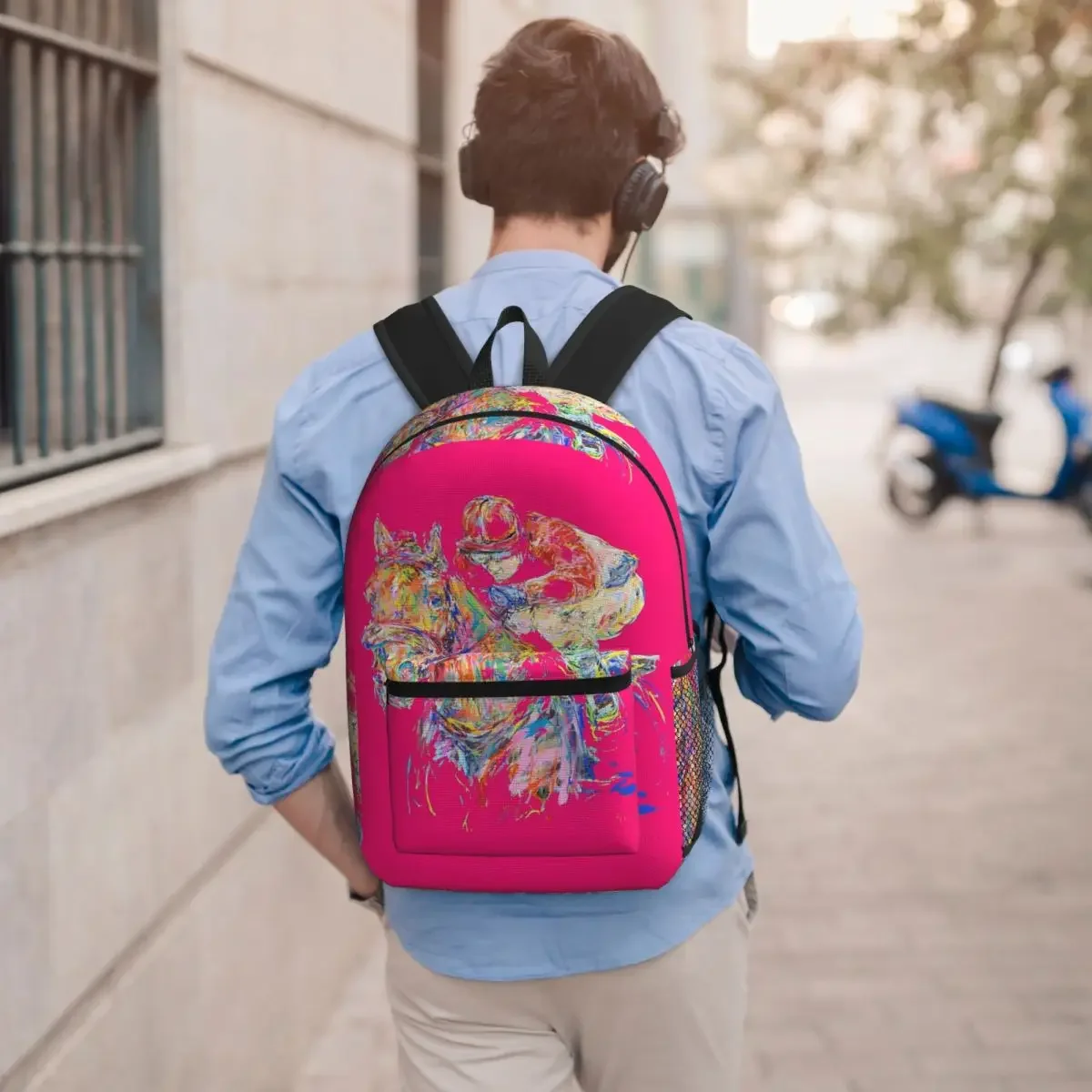 Vibrant Equestrian Horse Racing Student Backpack School Bag Hiking Travel Daypack for Boys Girls Bookbag Shoulder Bags