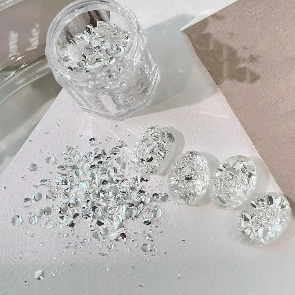 Flasy Ultra-mince hexagone ongles paillettes gros argent 3D vernis irisé bulle décoration Gel paillettes ongles Paillette C0X1