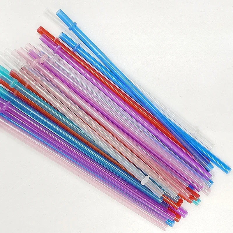 10PCS Reusable Multi-color Flash Plastic Milk Tea Straw Girl Heart Straw Plastic Cup Accessories Straw Paille En Plastique