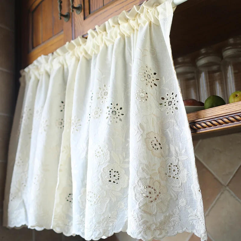 

American country style short curtain half coffee curtain half