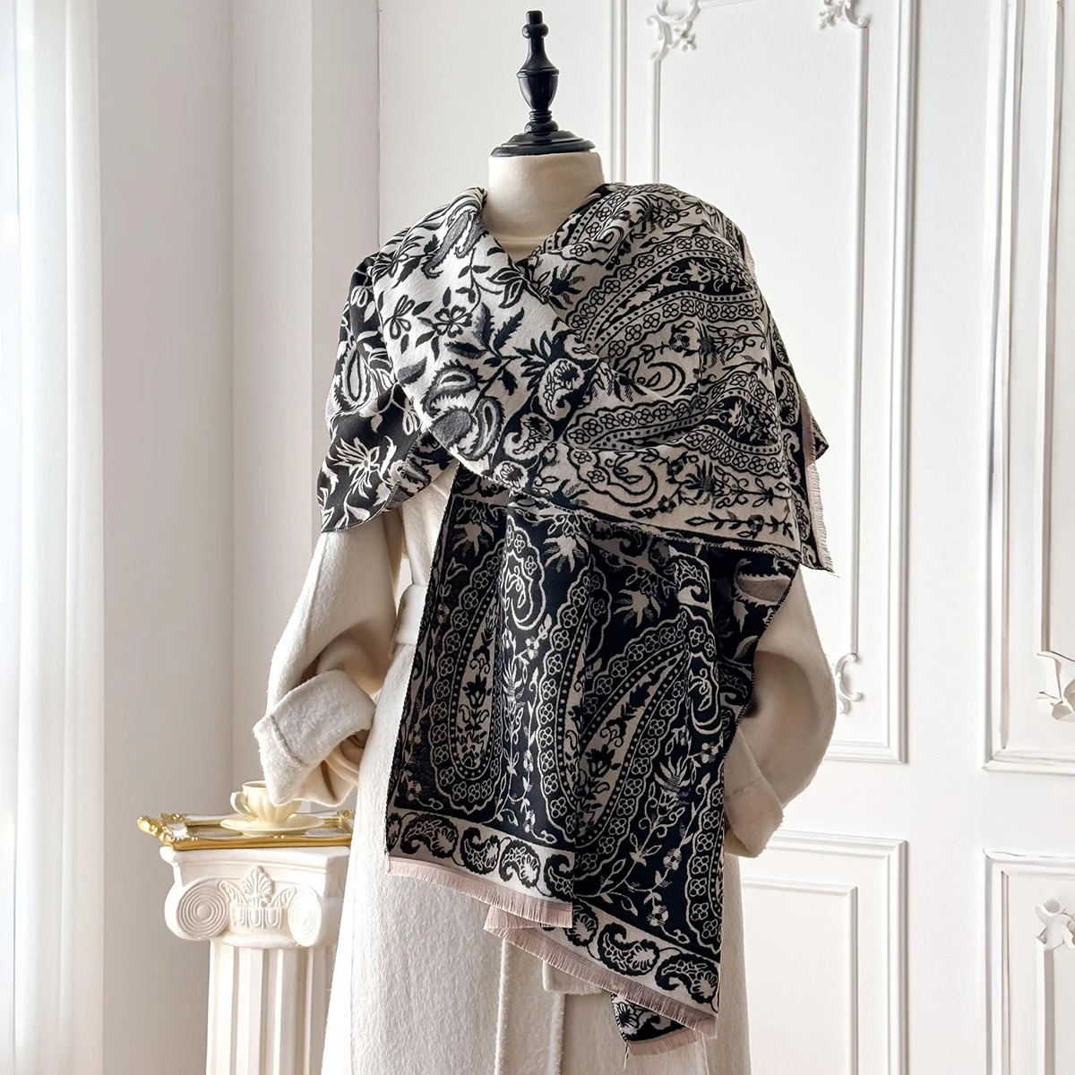 2025 Bufanda de Cachemira de imitación cálida de invierno de lujo para mujer de nuevo diseño-chal de Pashmina grueso, Poncho Foulard Bufanda