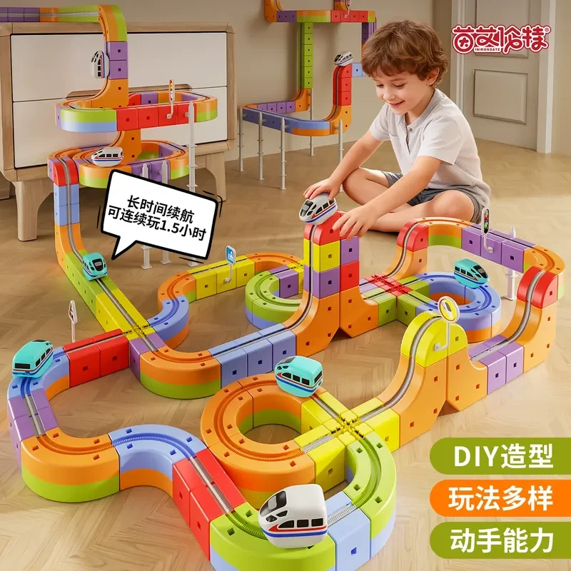 Nova telha magnética brinquedo educativo versátil magia pista magnética carro elétrico meninos meninas presente do feriado construção brinquedos