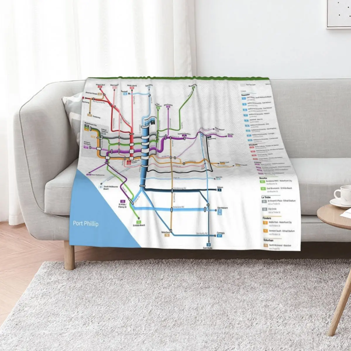 Melbourne Tram Network Map Throw Blanket Picnic Decoratives Heavy Large Beach halloween Blankets