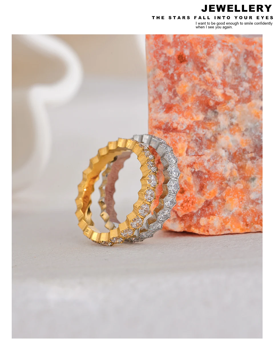 Yhpup Exquisiter weißer Zirkonia Bling Edelstahl Klassisch Dünn Schicker Ring Luxus Verlobung Hochzeit Modeschmuck Geschenk – Detail 9