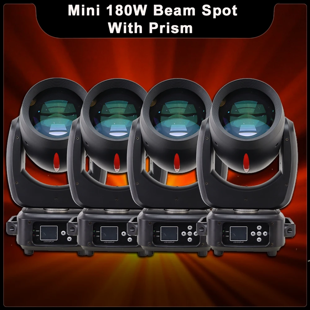 4Pcs/lot Mini 180W LED Beam Spot Moving Head Light With Zoom Prism Effect DMX DJ Disco Club Party Wedding Stage Effect Lights