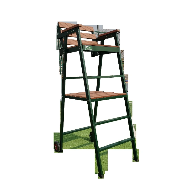 Tennis court referee chair steel structure solid wood referee chair standard referee seat rear wheel easy to move CB0301
