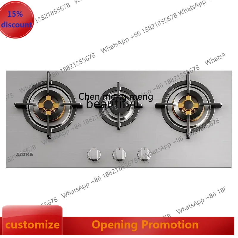 

ss 8617 Stainless stee household embedded gas stove European fire multi-head gas stove three-head stove