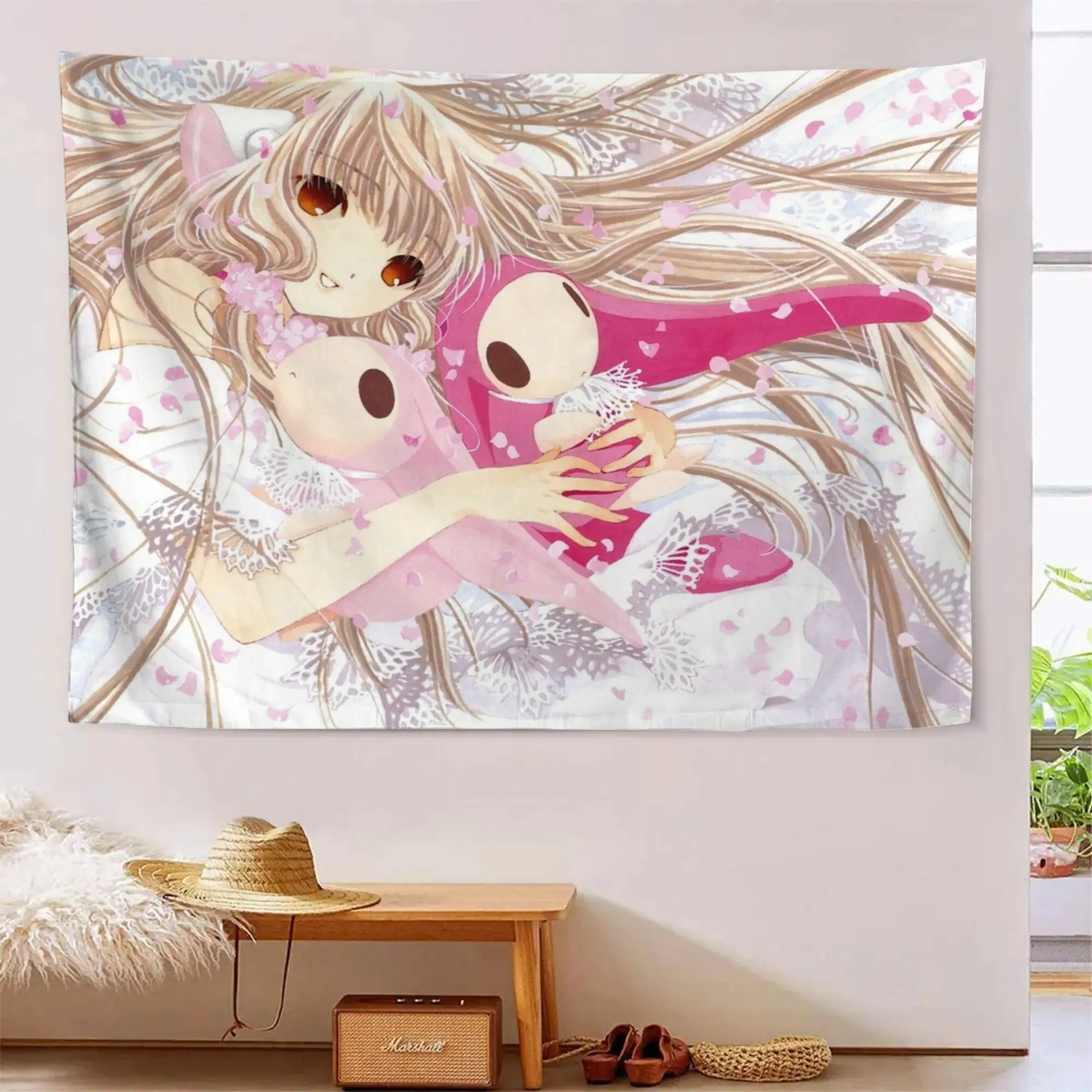 Printing Pink Chobits Chii Nature-Inspired Tapestry for Balcony Or Sunroom - Brings Outdoor Calmness Into Your Indoor Retreat