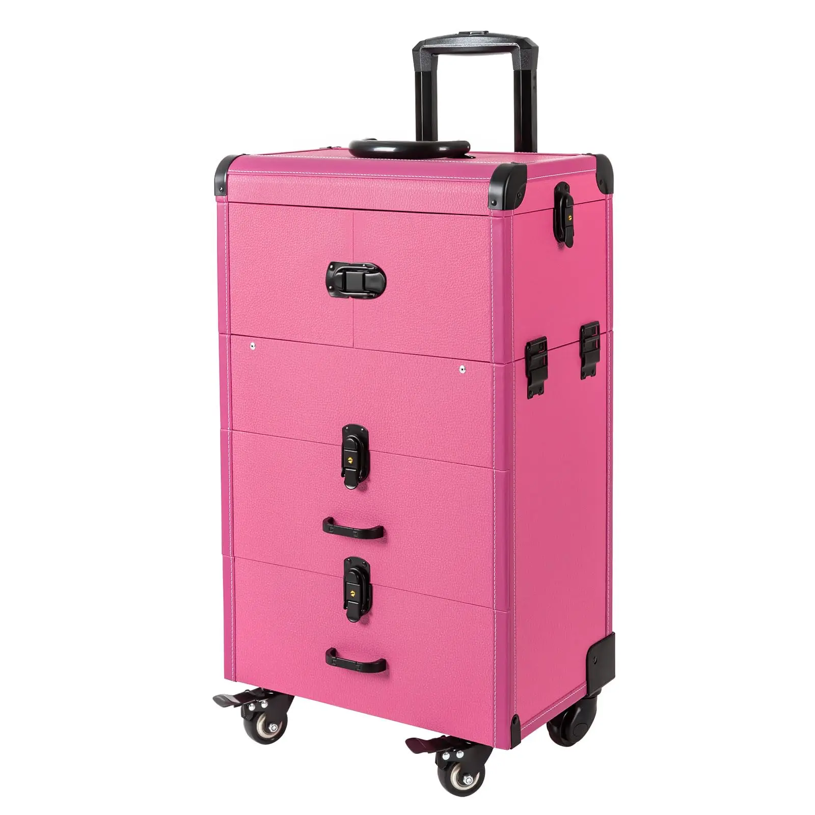 Rolling Makeup Case Salon Barber Case Professional Cosmetic Trolley Large Storage with Keys Universal Wheels Makeup Cosmetic or