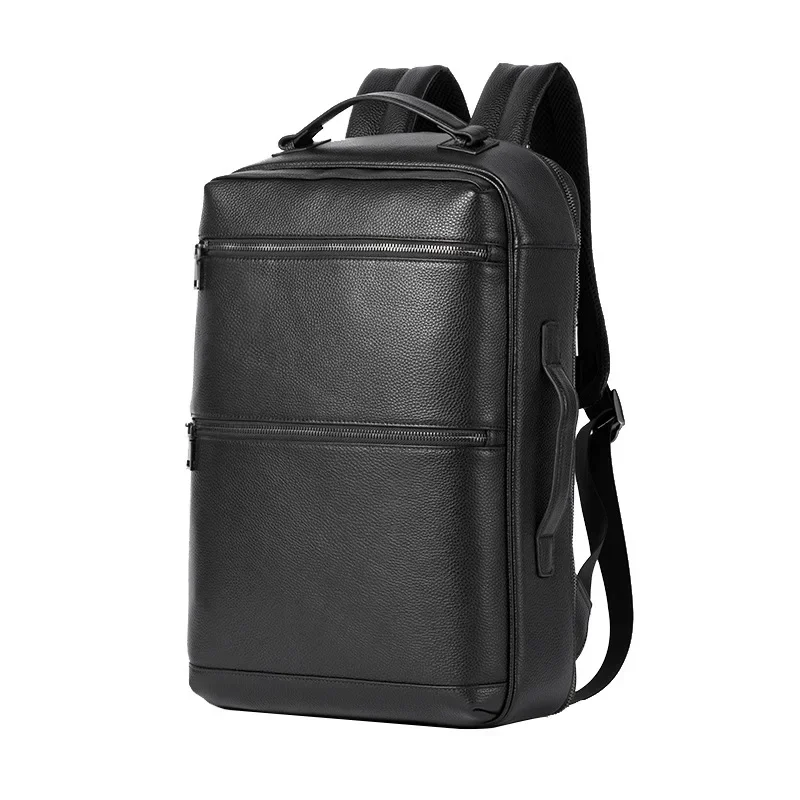 Sacs à dos en cuir véritable pour hommes et garçons, sac à dos étudiant en cuir naturel, sac d'ordinateur portable de luxe, 2024 pouces, nouvelle marque, 15.6