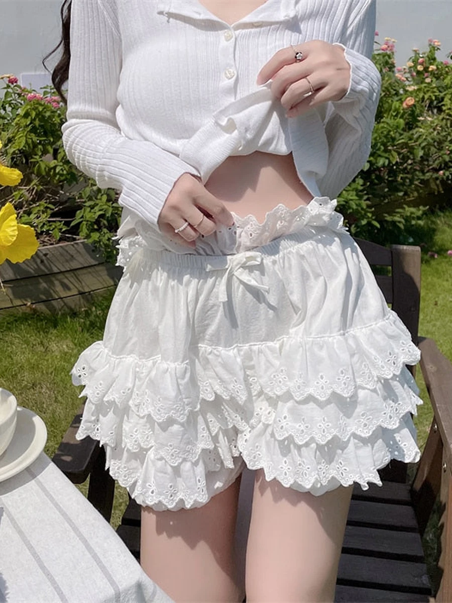 Y 2K Esthetische Fairycore Rok Vrouwen Kanten Trim Hoge Taille Ruche Gelaagde Mini Rokken 2000S Kawaii Rok Feest Clubkleding