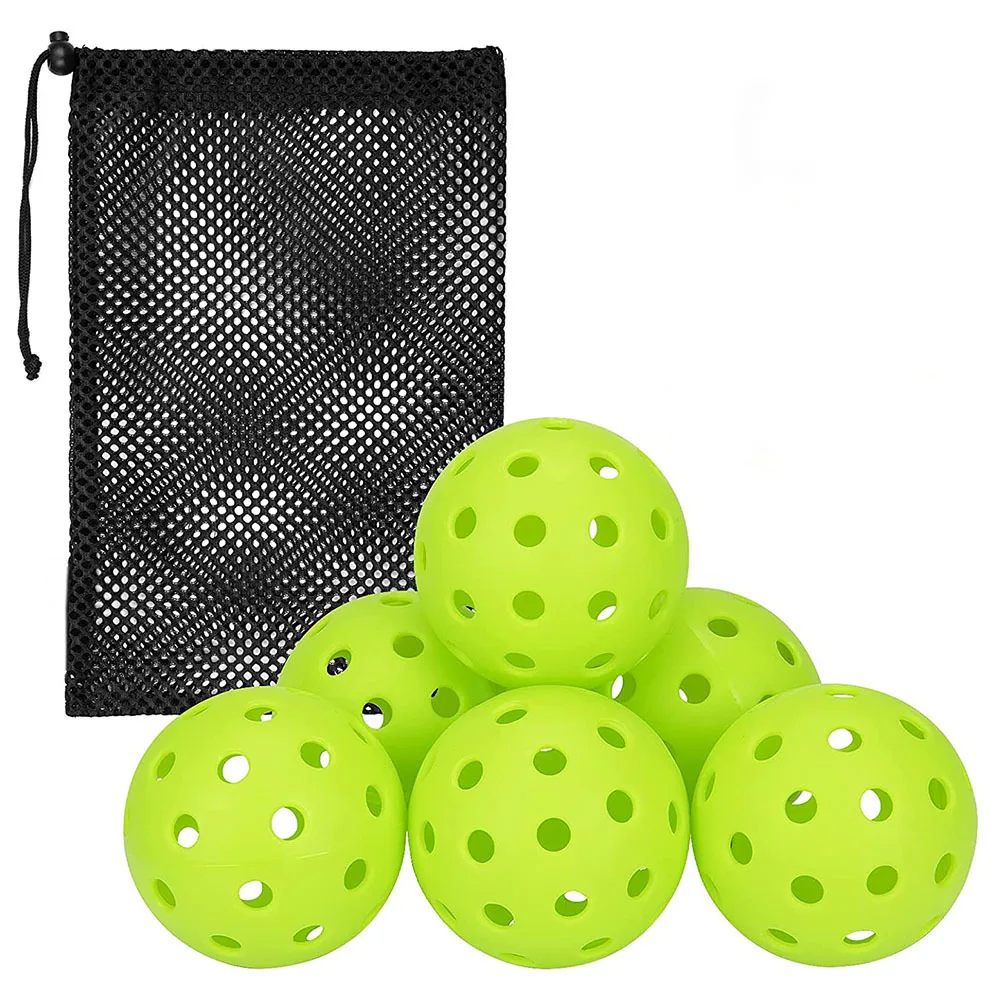 

6Pieces,40 Holes Injection Molded & 48 Holes Rotomolded Pickleball Balls,Franklin Style Professional Training Pickleball Set