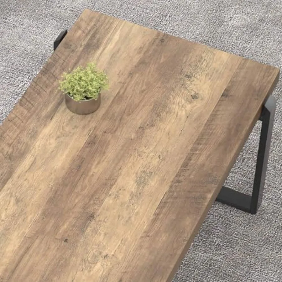 Coffee Table Modern Rustic Wood and Metal Center Table Industrial Cocktail Tea Table for Living Room Oak 44 Inch