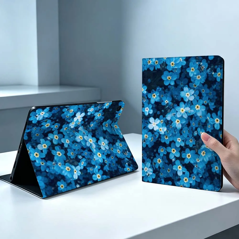 Blue Flower Creative Design Soft For Samsung Galaxy Tab S11 S10 S9 S8 S7 S6 A9 A8 A7 A11 Lite FE Plus Pen Tray Tablet Case