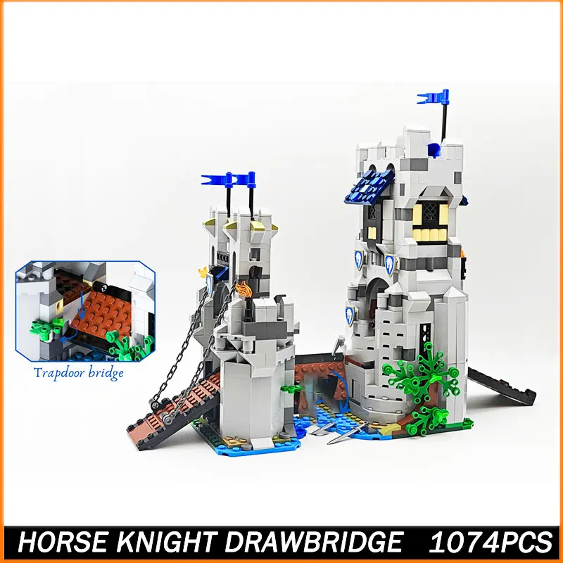 

MOC Building Block Horse Knight Drawbridge Model Brick Beginner Toys Particle Creative Educationve Education Christmas Gifts