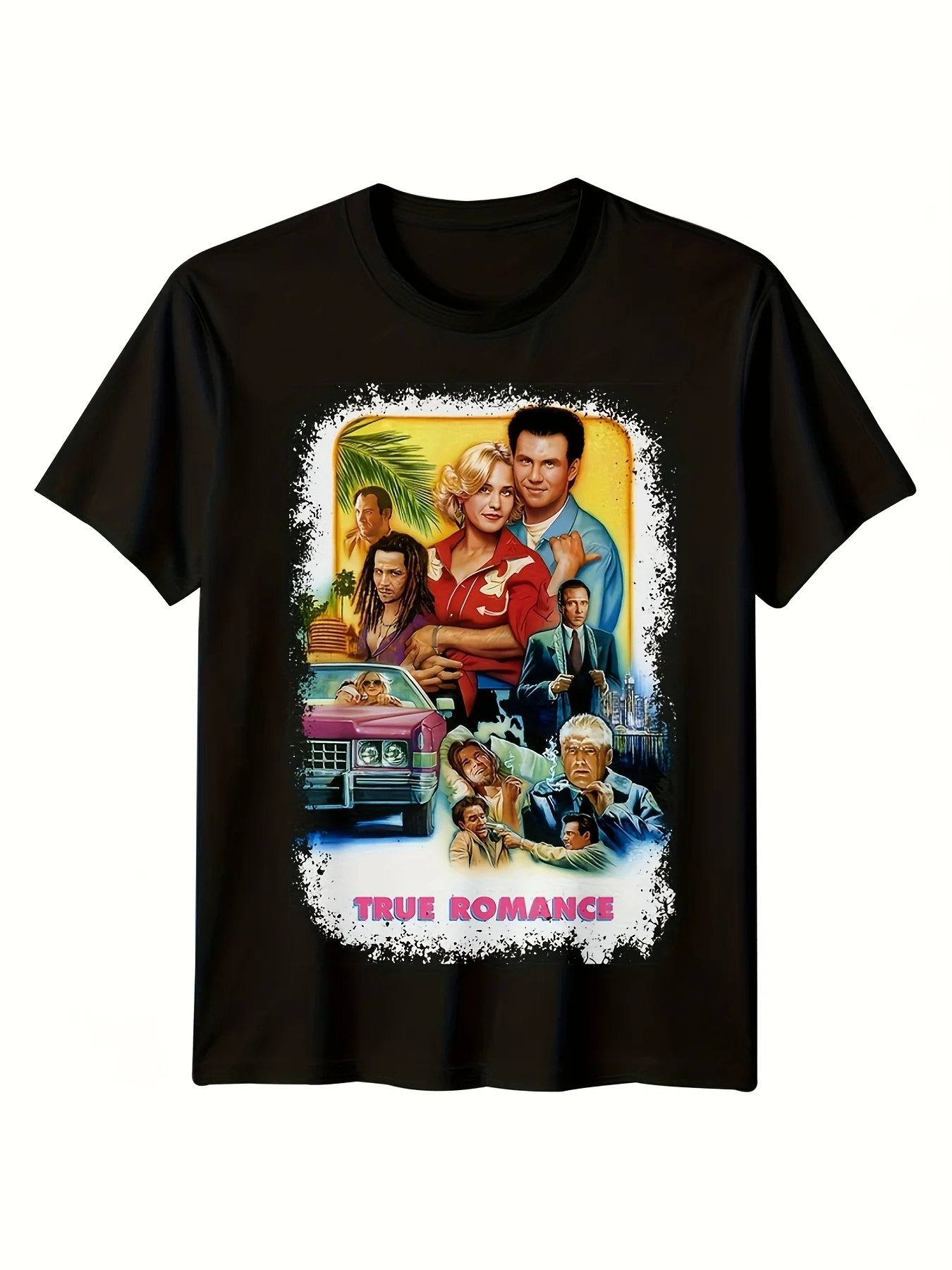 Men's True Romance 1993 Retro Movie T-Shirt - Clint & Laurel Iconic Poster, 100% Cotton Soft Round Neck Tee Suitable for Fans, 90S Cinema Gift, Machine Washable Casual Wear for Daily Outfits