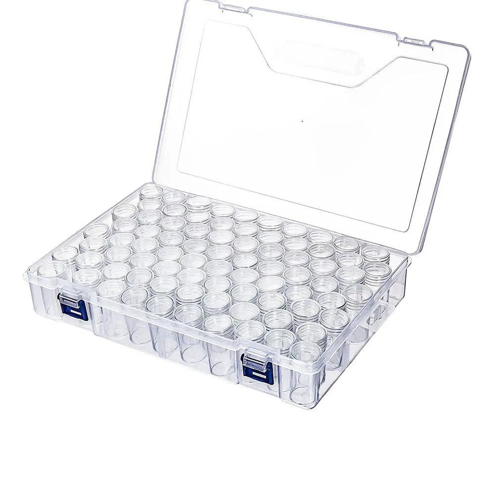 

1 набор из 80 бутылок, контейнеры для хранения алмазной живописи, круглые бутылки для хранения с 1 большим органайзером