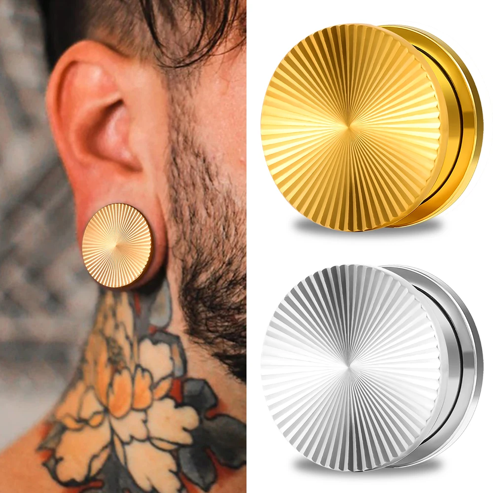 

Doearko 2PC Fashion Diffuse Light Ear Gauges Plugs 316 Stainless Steel Ear Hangers Tunnels Stretcher Women Piercing Body Jewelry