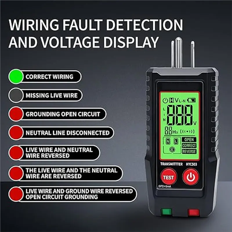AB66-Circuit Breaker Finder Kit, Circuit Breaker Tester With LCD Display, GFCI Outlet Tester, Circuit Tracing Tool US Plug