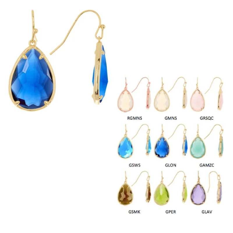 

Серьги-подвески из розового кварца, амазонита и лавандового дымчатого кварца с кристаллами в форме груши, золотые