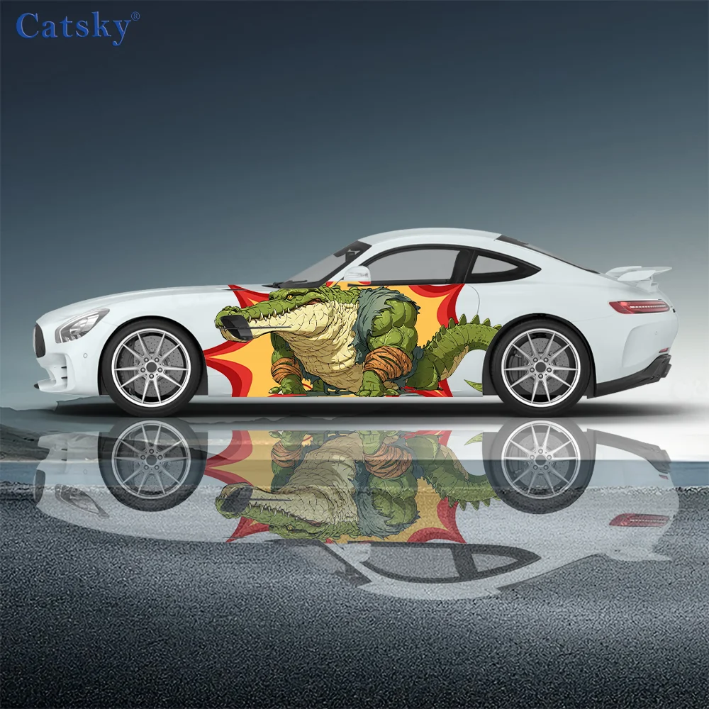 الكرتون التمساح نمط سيارة الفينيل يلتف ملصق مائي ذاتي اللصق PVC مناسبة للشاحنات SUV الديكور اكسسوارات السيارات