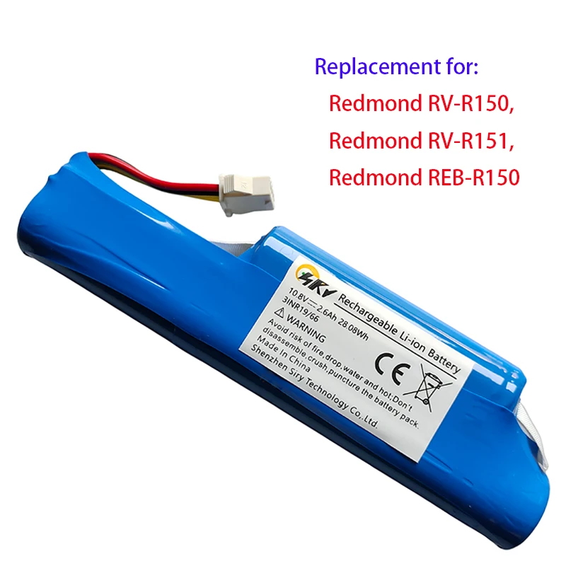 10.8V 2600mAh Rechargeable Battery for Redmond Reb-R150 RV-R150 RV-R151 SWLPB  Vileda VR 201 PetPro VR 303 Vacuum Cleaner