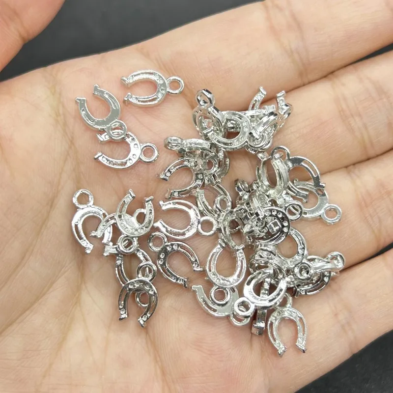 30pcs Lucky Horseshoe Charms Talisman Gold Plated Silver Pendants for Making DIY Jewelry Supplies