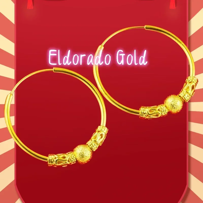 

Eldorado Gold 2025 Boutique 9999 Gold Women's Earrings Women's Real Gold Earrings 24K Gold Earrings Love Celebrity Luxury Quali