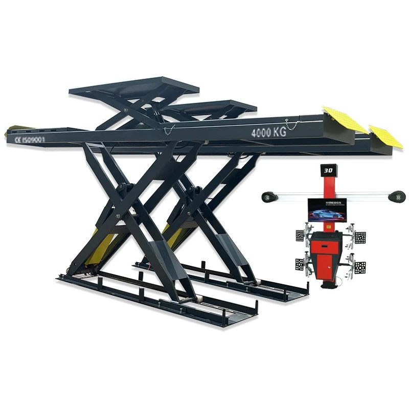 large shear lift 4T child and mother scissor lift 3D four-wheel aligner double cylinder