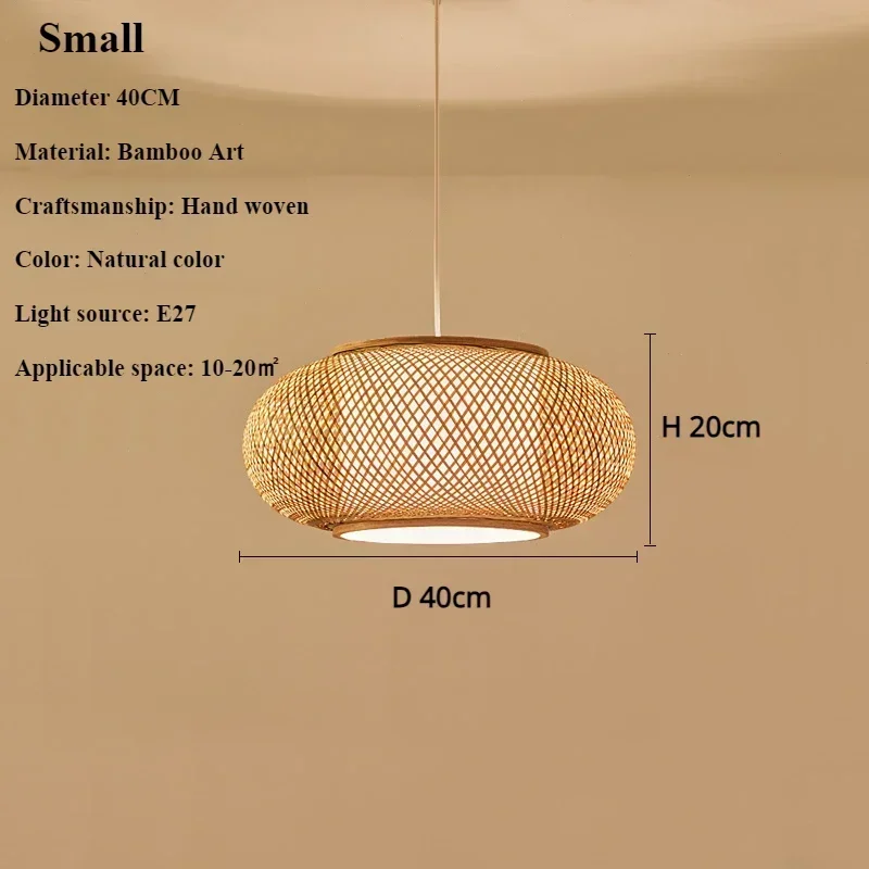 SANDYHA Chinese Lantern Pendant Lights Handmade Weave Bamboo Teahouse Chandeliers for Living Room Dining Table Lighting Fixtures