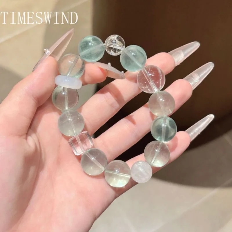 

TIMESWIND оригинальный натуральный зеленый белый кристалл круглый блок из бисера благословение женский браслет модные украшения с сертификатом