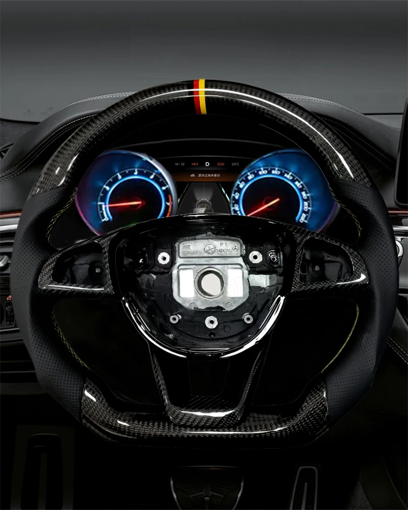 

Real Carbon Fiber Leather Steering Wheel for Mercedes Benz W176 W204 W205 W213 CLA GLC GLE450 C63