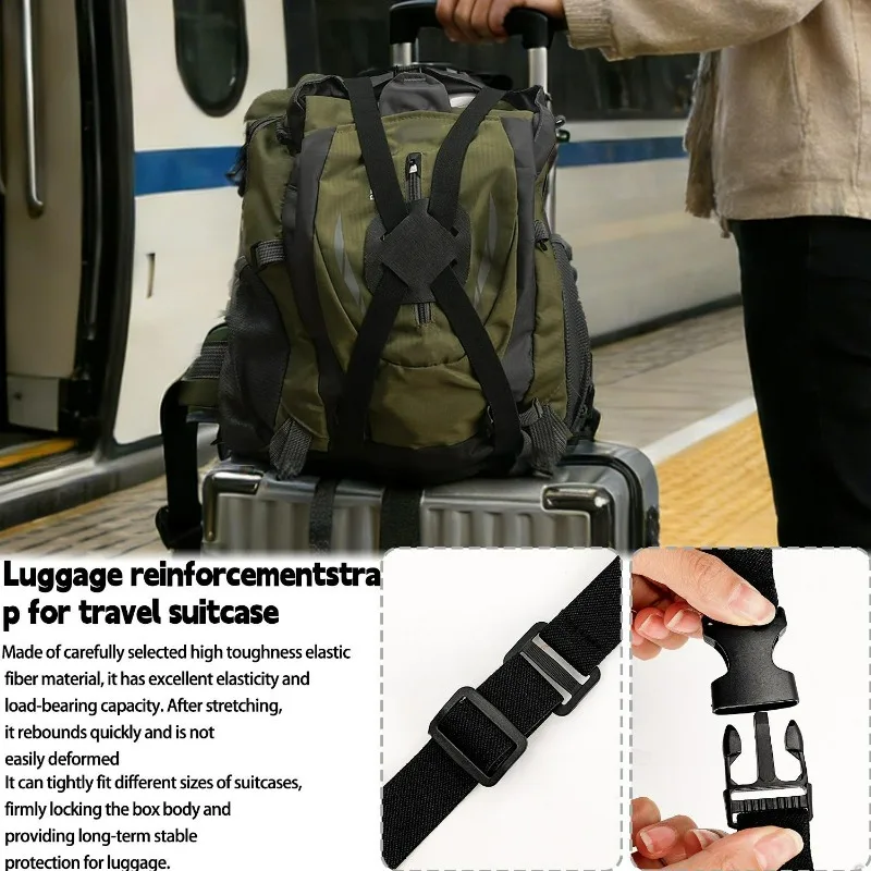 Travel Luggage Strap Adjustable Suitcase Belt Elastic Heavy Duty Baggage Secure Packing Strap Portable Buckle Belt for Suitcase