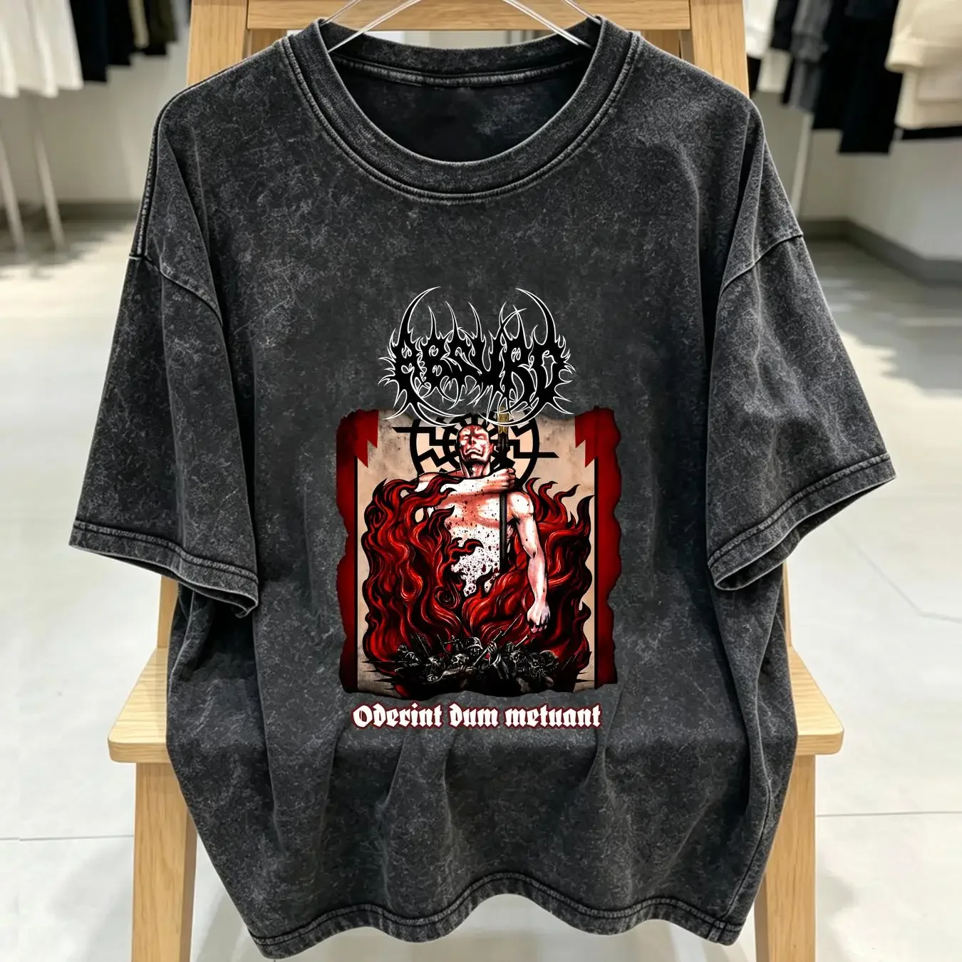 washed T Shirt Absurd Oderint Dum Metuant S 2XL vintage Washed streetwear designer clothes Versatile Comfortable Breathable