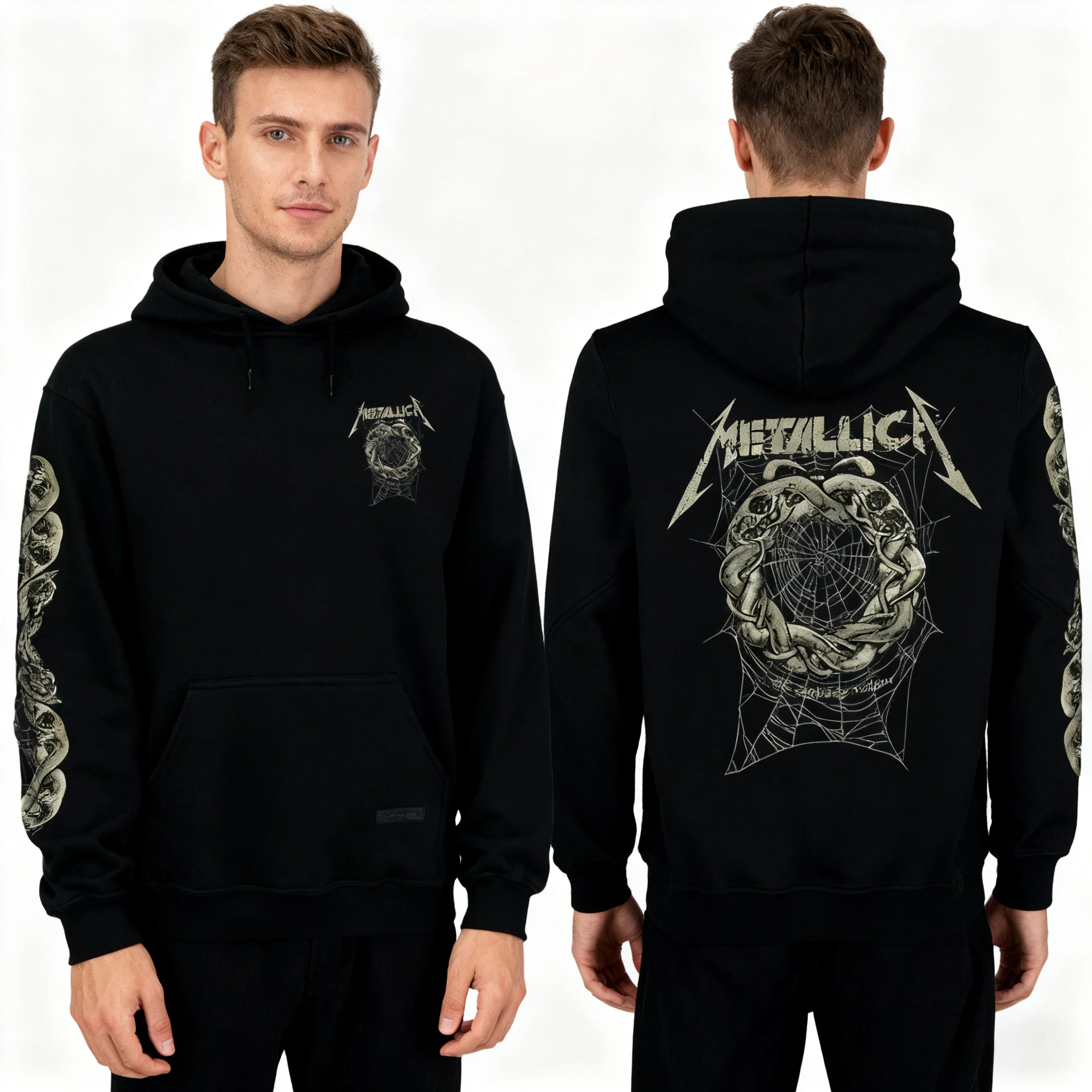 เสื้อฮู้ดพิมพ์ลาย METALLICA วงดนตรีเฮฟวีเมทัลอเมริกัน สำหรับผู้ชายและผู้หญิง สไตล์สตรีท ฮิปฮอป เสื้อสวมหัวทรงโอเวอร์ไซส์ สวมใส่สบาย
