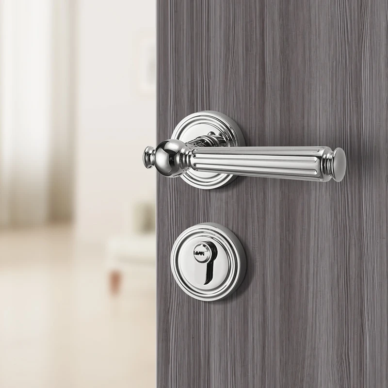 Bedroom Wooden Door Lock, Retro Split American Style Silent Handle Lock