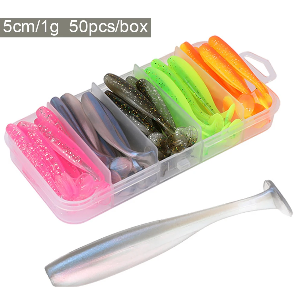 50 teile/schachtel Angeln Locken T Schwanz Spinner Weiche Künstliche Köder Paddel Schwanz Weichen Wurm Karpfen Bass Süßwasser Angelgerät Zubehör – Detail 7