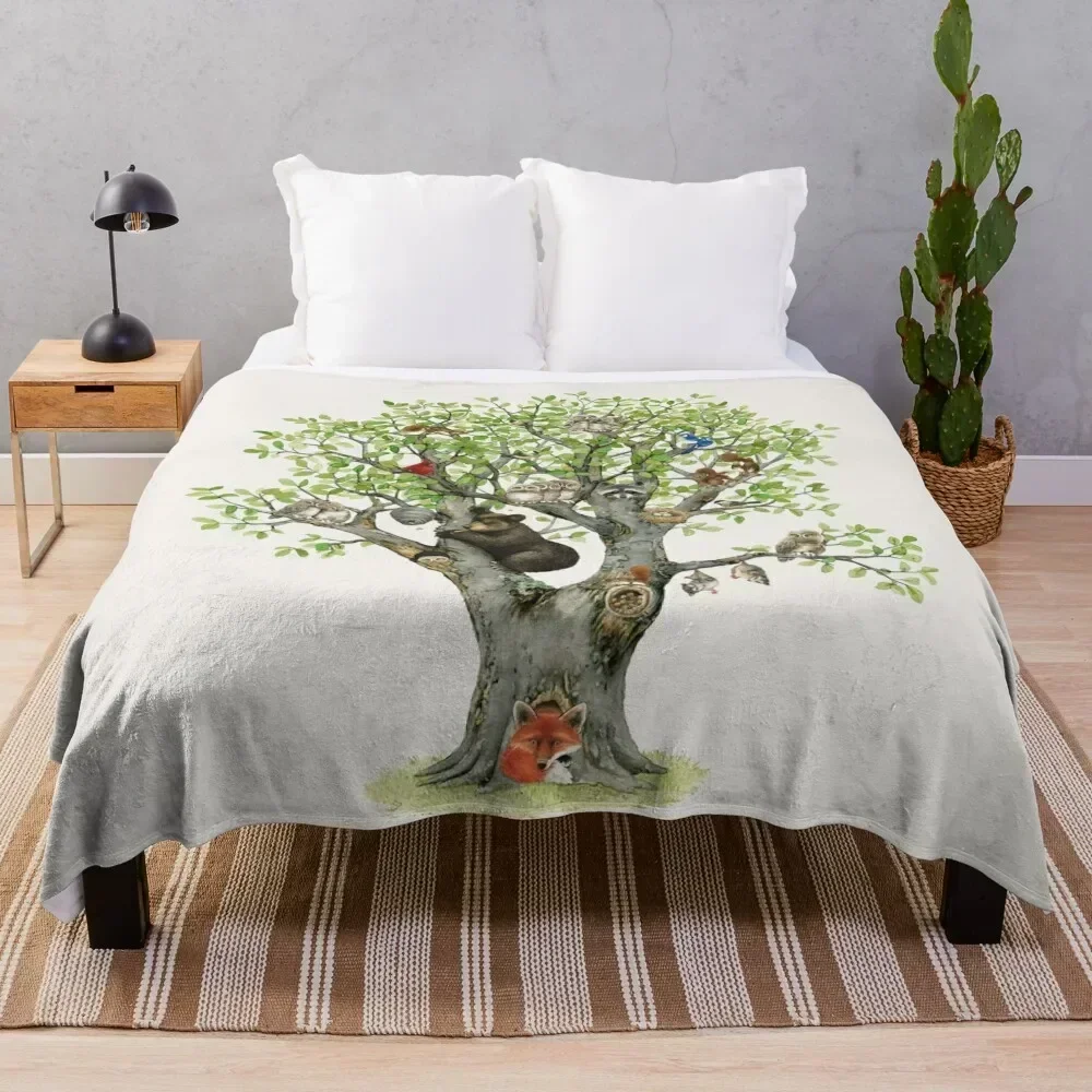 

Animal Tree Throw Blanket Multi Purpose Soft Warm Blanket for Home Travel
